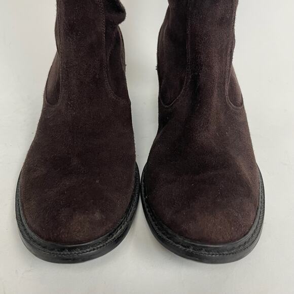 Stuart Weitzman Brown Suede Tall Knee High Heeled Boots Chocolate US 7.5 - Picture 3 of 11
